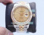 Copy Rolex Datejust II Golden Dial Diamond Bezel 2-Tone Jubilee Band Watch 41MM